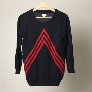 J. Crew Navy & Red Chevron Sweater
